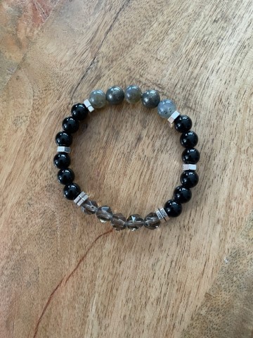 Armband labrarookkwartsobsidiaan