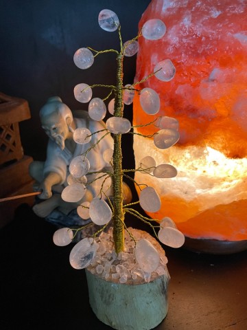 Bergkristal boompje goud