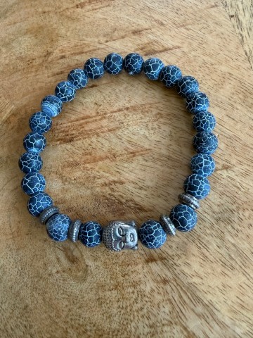 Boeddha armband grijs lava