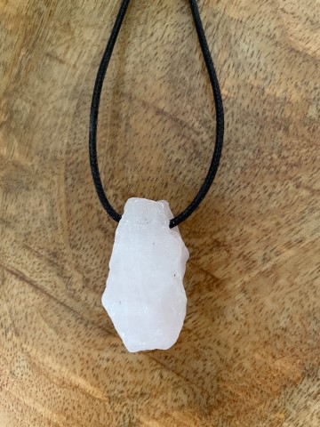 Heren rozenkwarts ketting ruw