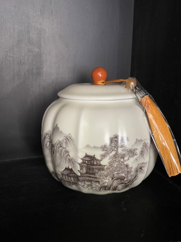 Keramische urn beige middel