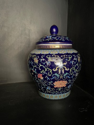 Keramische urn blauw