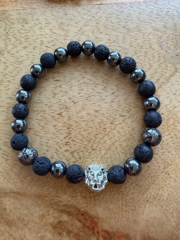 Lava armband hematiet