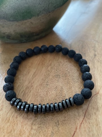 Lavahematiet herenarmband