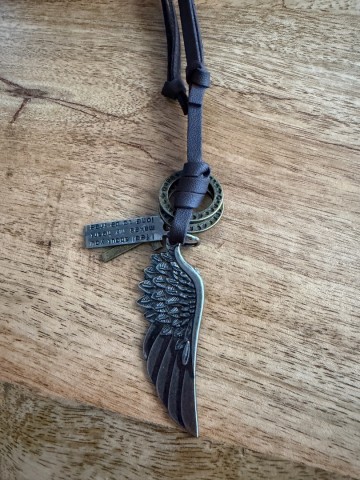 Leren heren ketting wing