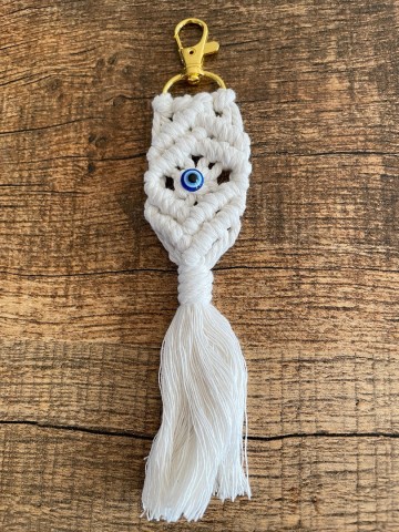 Macrame sleutelhanger evil eye