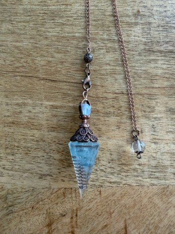 Pendel aquamarijn bronskleur