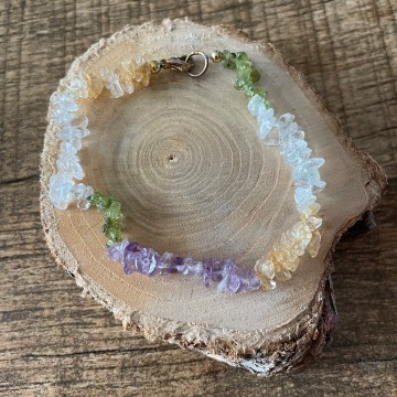 Peridootamethistbergkristalcitrien armband